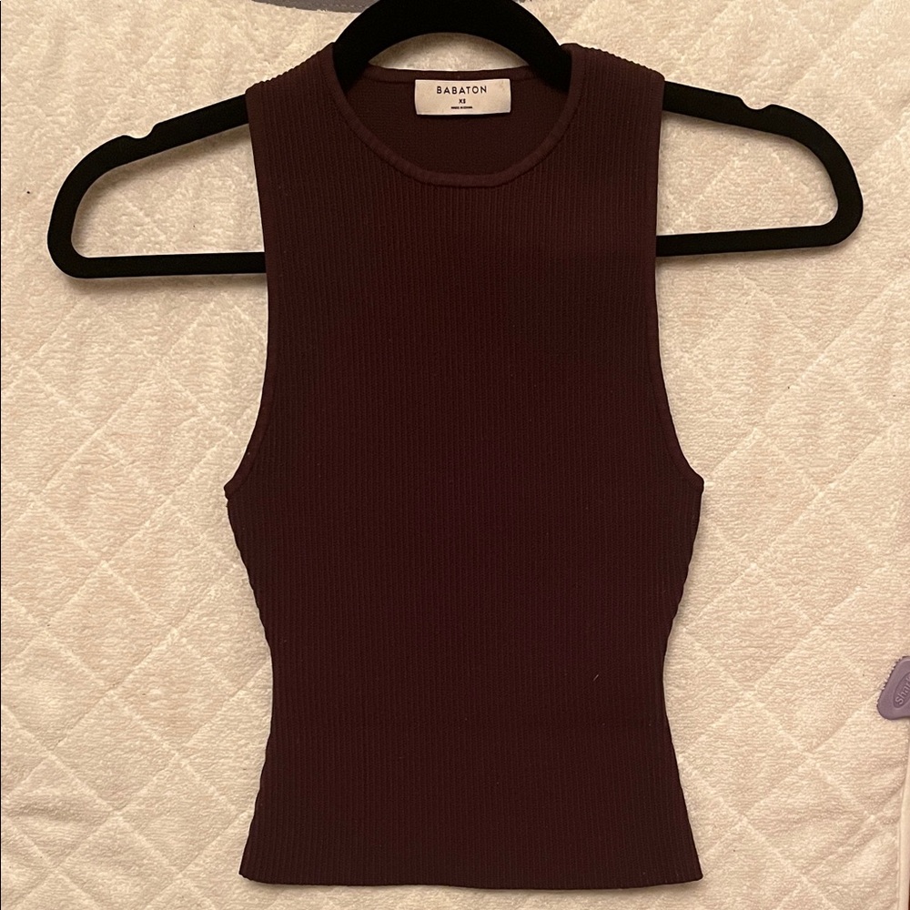 Aritzia Babaton Brown Ribbed Tank Top
